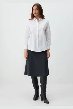 Jimmy Key Hoge Taille, Ontspannen Snit Gebreide Midi-Rok Met Elastische Taille