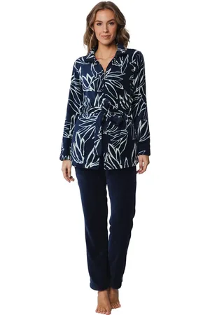 Pastunette Huispak Dames Fleece - Donkerblauw - Warm winter 2-delig pyjama pak - 48