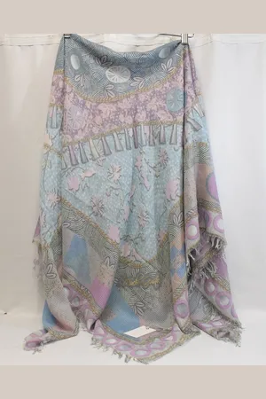 MUCHO GUSTO Sjaal - vierkante sjaal - 100% katoen - grijs - blauw - roze - pastels - iedere sjaal is uniek - Pastel - 140 x 140 cm