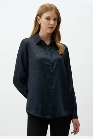 Jimmy Key Lang Mouw Patroon Satijn Shirt
