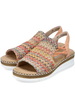 Rieker Dames sleehak sandalen V1241-90 multi/apricot