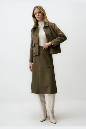 Jimmy Key Relaxed Fit Gebreide Suède Midi Rok
