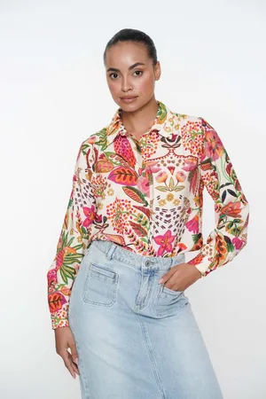 Geisha Blouse Blouse Bohemische Print 53255 20 Green/orange Dames