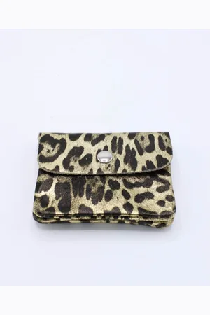 Merkloos Portemonnee - Klein - Leer - Leopard Print Goud Zwart