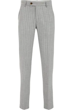 WE Fashion Heren Slim fit pantalon met krijtstreep