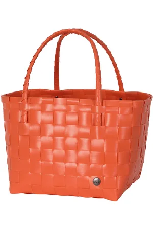 Handed By Duurzame handgevlochten boodschappentas - Shopper - Weekendtas - Strandtas - Sporttas - Paris - oranje - deep carrot orange