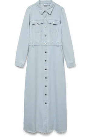 VERO MODA VMMOLLY LS ANK DENIM DRESS - Dames - Maxi jurken