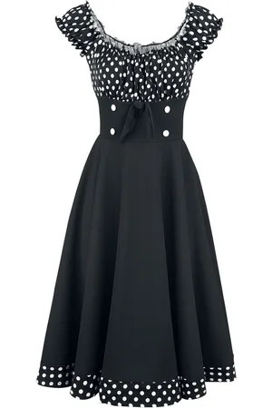 Belsira Schulterfreies Swing-Kleid Medium-lengte jurk zwart-wit 3XL Dames