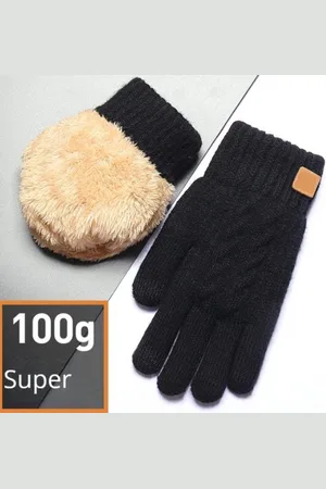 Merkloos Heren & Dames Thermische Gebreide Winterhandschoenen-Warme Wollen Touchscreen Rijhandschoenen voor Buitenactiviteiten, Skiën, Wandelen & Fietsen