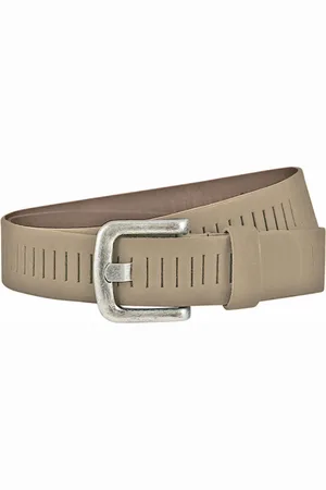 Landley Leren Geperforeerde Sleufjes Riem voor Dames en Heren - Breedte 4 cm - Unisex Ceintuur - Echt Leer - - Lengte totaal 135 cm / Riemmaat 115