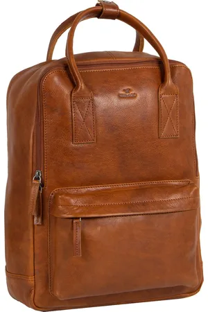 Mustang Leren Vrije tijd rugzak Rugzak met laptopvak Catania Backpack Bruine