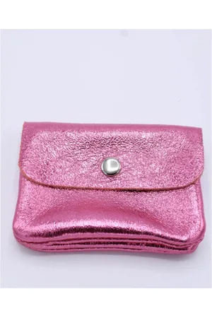 Merkloos Portemonnee - Klein - Leer - Metallic Roze