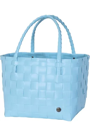 Handed By Duurzame handgevlochten boodschappentas - Shopper - Weekendtas - Strandtas - Sporttas - Paris - blauw - lagoon blue