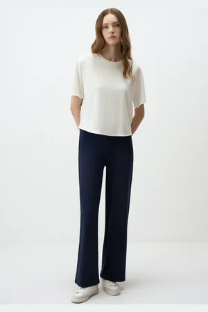 Jimmy Key Relaxed Fit Hoge Taille Wijde Pijpen Gebreide Broek