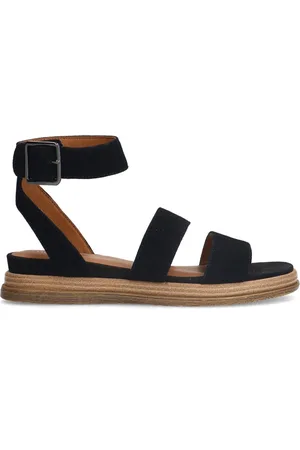 No Stress Dames - Zwarte suède plateau sandalen