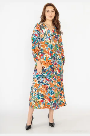 Merkloos Lilie Rose MIDI SHIRT Spring Summer 2024 DRESS WVN-Fuchsia Flowers- Dames Jurk