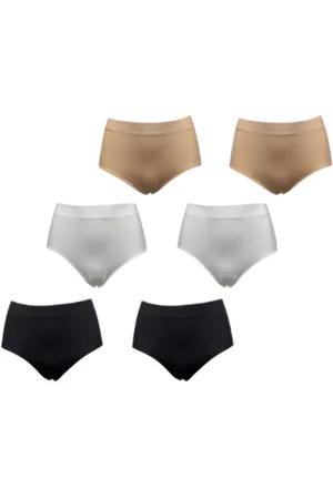 Merkloos Dames Slip - Hoge Taille Slip Naadloos Wit Zwart Huid -Microfiber Ondergoed 6 Pack