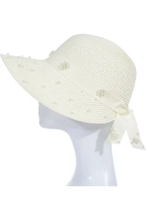 Merkloos Urania Zonnehoed Dames - UV Werend - Papieren hoed - Zomerhoed heren - Met ornamenten - 40 cm