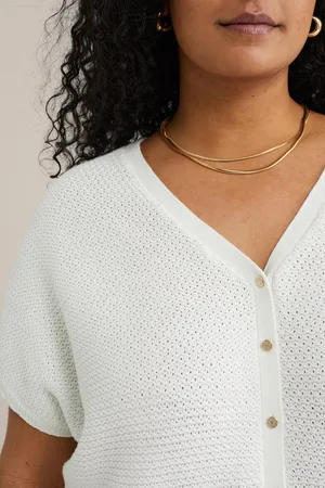 WE Fashion Dames gebreid vest met structuur - Curve