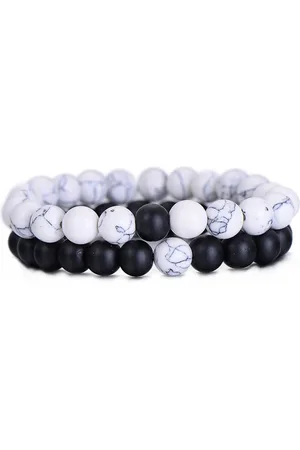 LMPiercings NL Set van 2 armband van natuurlijk steen Ying Yang, best friends