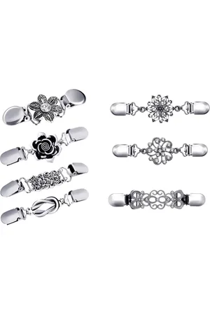 Merkloos 7 Stuks trui-sjaalclips - retro cardigankraag overhemd brocheclips voor vrouwen die dragen-Trui clips-Zijden sjaal cardigan gesp-Broche clip