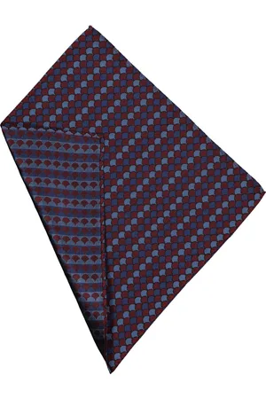 Michaelis Pocket square - blauw met bordeaux dessin pochet zijde
