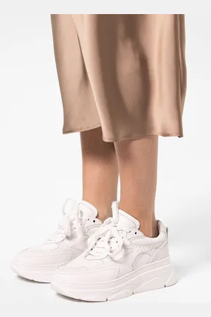 Sacha Dames - Witte leren chunky sneakers met croco details