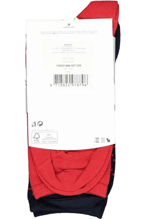 Tommy Hilfiger Damessokken Small Stripe (2-pack) - uni en gestreept katoen - rood met blauw