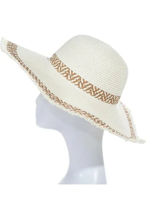 Merkloos Patsy Zonnehoed Dames - UV Werend - Papieren hoed - Zomerhoed heren - Met ornamenten - 40 cm