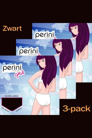Merkloos Perini meisjes slips microvezel - 3-pack - maat 152/164 - zwart