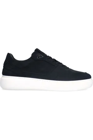 Manfield Heren - Zwarte nubuck sneakers