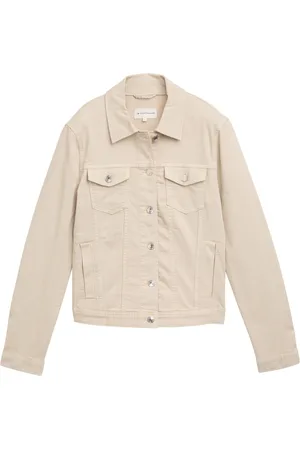 TOM TAILOR Dames Jas COLORED DENIM JACKET regular fit Beige XL Volwassenen