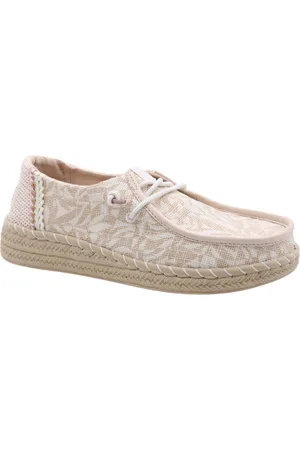 Hey dude Wendy Espadrille Retro Palm Dames Instappers Pale Pink/White