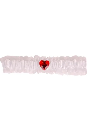 S.Y.W Kousenband wit met rood strass hartje