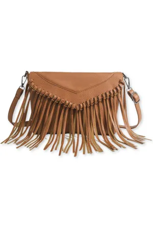 Merkloos Schoudertas Sienna - vegan leer - damestas - met fringes - afneembare en verstelbare schouderband - damestas - crossbody tas - tassels - met binnenvak - rits