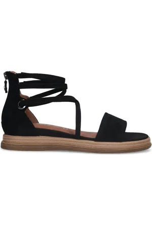 No Stress Dames - Zwarte suède sandalen met bandjes