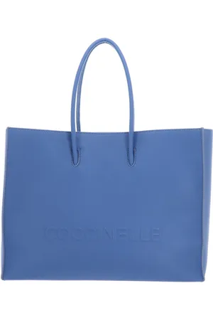 Coccinelle Leren Schoudertas Maxi Log Handbag Grained Leather Blauw