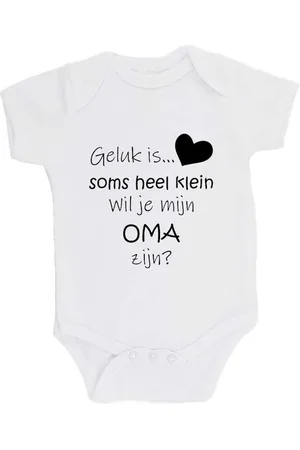 Merkloos 100% katoenen Romper Zwangerschap Aankondiging 2.0 "Geluk is soms heel klein wil je mijn OMA zijn?" Unisex Katoen Wit/zwart
