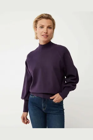 Mexx Mock Neck Knitted Pullover Dark Purple