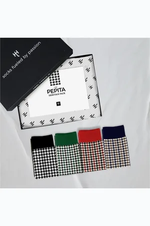 Merkloos Heel Tread 4-pack sokken pepita gift box