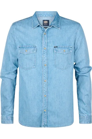 Petrol Industries Heren Denim Overhemd Pelicancrest - Blauw