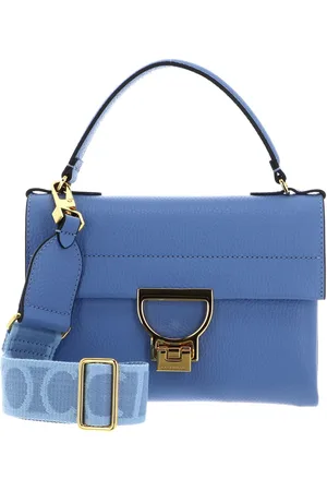 Coccinelle Leren Handtas Schoudertas Arlettis Signature Handbag Grained Leather Blauw