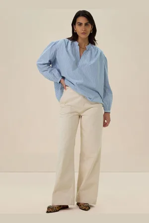 Sissy-Boy Blauwe denim blouse met strepen