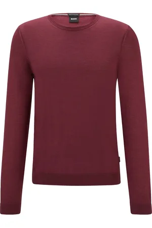 HUGO BOSS BOSS Leno slim fit trui wol - heren pullover middeldik O-hals