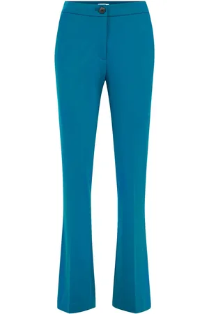 WE Fashion Dames Slim fit flared pantalon met stretch