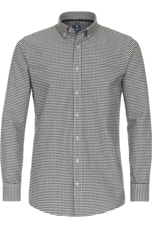 Redmond Comfort fit overhemd - popeline - zwart met wit geruit - Strijkvriendelijk - Boordmaat: 41 - 42