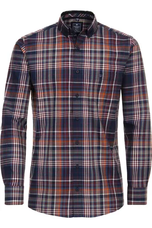 Redmond Comfort fit overhemd - twill - rood geruit - Strijkvriendelijk - Boordmaat: 53 - 54
