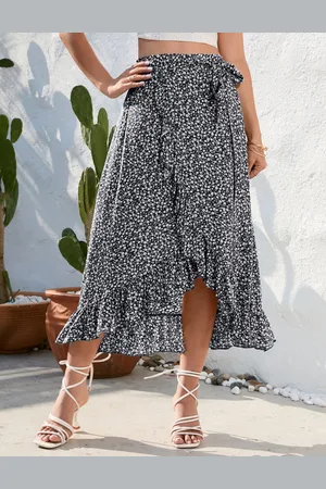 Merkloos Damesrokken Strandrokken Zomerrokken Midi-rokken Boheemse bloemenrokken met elastische taille XL
