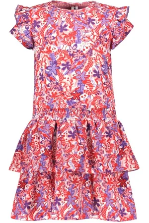 B.Nosy B.Nosy zomer jurk meisjes - rood/paars AOP - Delphi