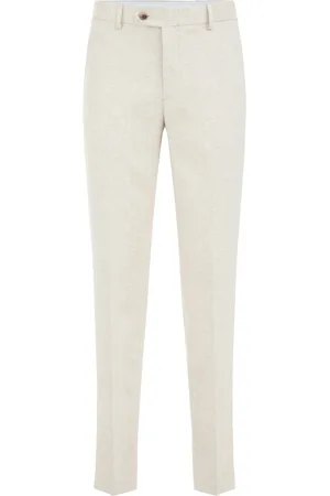 WE Fashion Heren slim fit pantalon van linnenmix